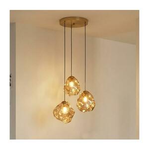 Kábeles CRISTAL csillár 3xE14/15W/230V sárgaréz/füstös bézs LM-3.302/PATYNA/AMBER kép