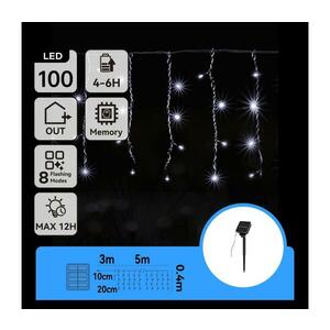 B.V. - napelemes LED fényfüzér 100xLED/8 világítási mód 8x0, 4m IP65 hideg fehér B10201JF8 kép