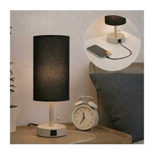 Brilagi - TABLON asztali lámpa USB-porttal 1xE27/25W/230V bézs/fekete BG3668+BG3682 kép