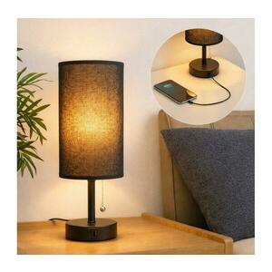 Brilagi - Asztali lámpa USB-porttal TABLON 1xE27/25W/230V fekete BG3666+BG3682 kép