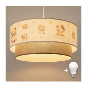 Brilagi- LED gyerek csillár zsinóron BOBO 1xE27/60W/230V átm. 40 cm fehér/bézs./mackó. 8590828051329 kép