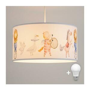 Brilagi - LED gyerekcsillár zsinóron BOBO 1xE27/60W/230V átm. 35 cm fehér/állatmintás 8590828051091 kép