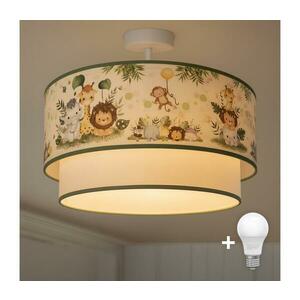 Brilagi-LED Gyerek felületre szerelhető mennyezeti csillár BOBO 1x E27/60W/230V, Ø40 cm, krém/zöld/dzsungel 8590828051299 kép