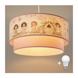 Brilagi - LED gyerek függeszték zsinórral BOBO 1xE27/60W/230V átm. 40 cm rózsaszín/tündérek 8590828051244 kép