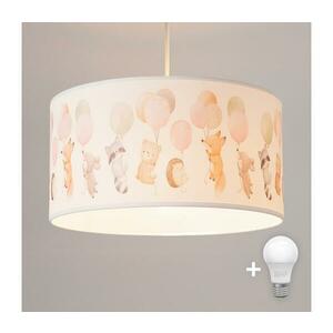 Brilagi - LED gyerek csillár zsinórral BOBO 1xE27/60W/230V Ø 35 cm fehér/állatkás 8590828051107 kép