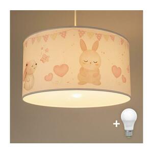 Brilagi - LED gyereklámpa kábelen BOBO 1xE27/60W/230V Ø 35 cm fehér/állatmintás 8590828051404 kép