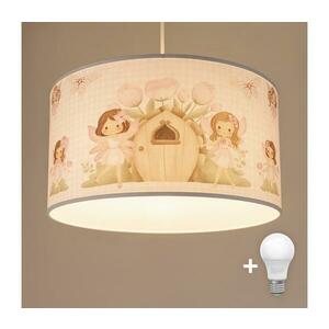 Brilagi - LED gyerekszoba csillár zsinóron BOBO 1xE27/60W/230V átm. 35 cm rózsaszín/tündérek 8590828051374 kép
