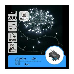 B.V. - LED Karácsonyi kültéri lánc 200xLED/8 funkció 10, 3m IP44 hideg fehér B10303K2N kép