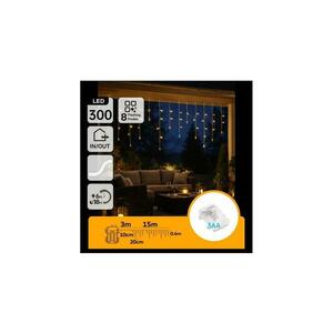 B.V. - LED kültéri karácsonyi fényfüzér 300xLED/8 világítási mód 3xAA 18x06m IP44 meleg fehér B10303K3Y kép