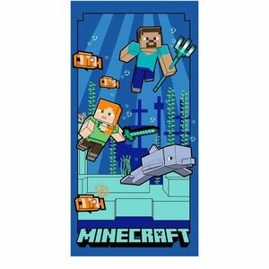 Kék mikroszálas gyerek fürdőlepedő 70x140 cm Minecraft "Underwater Fun" – Jerry Fabrics kép