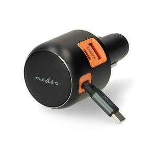 CCH1C1A60WBK - Autós töltő behúzható kábellel PD 30W 2xUSB-C + 1xUSB-A CCH1C1A60WBK kép