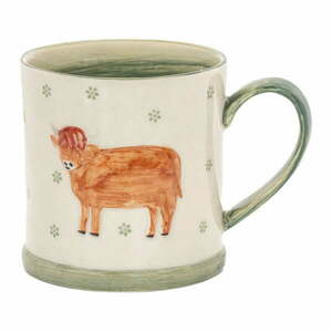 Zöld-bézs agyagkerámia bögre 225 ml Cow – Sass & Belle kép