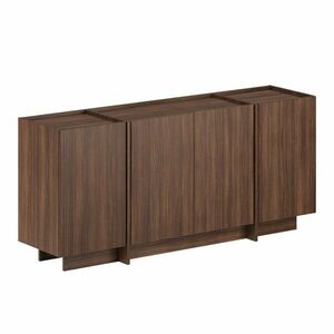 Sötét natúr színű komód kábellyukkal diófa dekorral 180x80x45 cm Dorma – Kalune Design kép