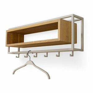 Natúr színű-szürkésbarna tölgyfa fali fogas polccal 78 cm School – Spinder Design kép