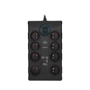 PO80B - Hosszabbító kábel kapcsolóval, 8 aljzat, E típus + 1xUSB-A + 1xUSB-C, 2 m, fekete PO80B kép