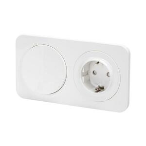 B.V. - 1-es egypólusú kapcsoló és SCHUKO 230 V aljzat kerettel, fehér B201011JA kép