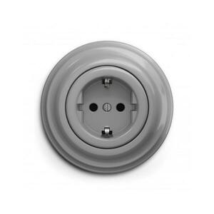 Reblig - Retro háztartási konnektor kerettel SCHUKO 230V/16A szürke RG0052+RG0111 kép