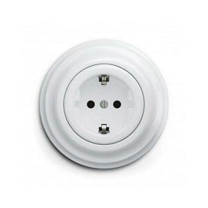 Reblig - Retro fali konnektor kerettel SCHUKO 230V/16A hófehér RG0151+RG0160 kép