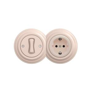 Reblig - Retro 1-es egypólusú kapcsoló és SCHUKO 230V aljzat antik rózsaszín kerettel 2xRG0120+RG0113+RG0143 kép