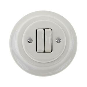 Reblig - retro porcelán dupla kapcsoló, 5-ös kerettel, fehér RG210Q-W kép