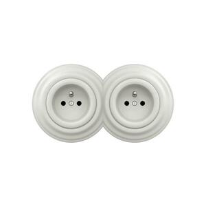 Reblig - Dupla retro fali dugalj kerámia kivitelben, kerettel, 230 V, fehér 2xRG0008+2xRG0006 kép
