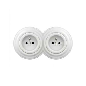 Reblig - Dupla retró fali aljzat kerettel 230V hófehér 2xRG0152+2xRG0150 kép