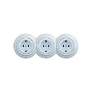 Reblig - Tripla retro háztartási konnektor kerettel SCHUKO 230V kék RG0027+2xRG0026+3xRG0108 kép