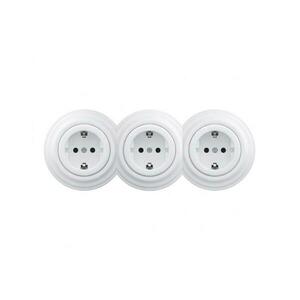 Reblig - Három aljzatos retro fali konnektor kerettel, SCHUKO 230V, hófehér RG0153+2xRG0152+3xRG0160 kép