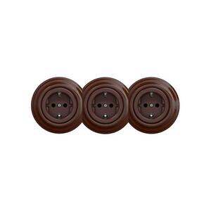 Reblig - Hármas retro fali aljzat kerettel SCHUKO 230V barna RG0036+2xRG0035+3xRG0109 kép