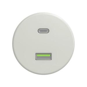 Reblig - Retro USB-aljzat A+C, keret nélküli, fehér kerámia K/USB kép