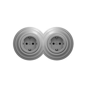 Reblig - Dupla retro fali aljzat kerettel SCHUKO 230V szürke 2xRG0053+2xRG0111 kép