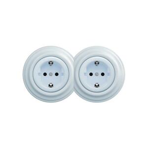 Reblig - Dupla retro fali dugalj kerettel SCHUKO 230V kék 2xRG0026+2xRG0108 kép