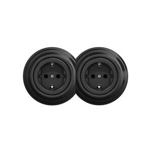 Reblig - Dupla retro fali konnektor kerettel SCHUKO 230 V fekete 2xRG0017+2xRG0107 kép