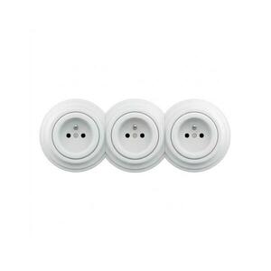 Reblig - Három aljzatos retro fali konnektor kerettel 230 V hófehér RG0153+2xRG0152+3xRG0150 kép