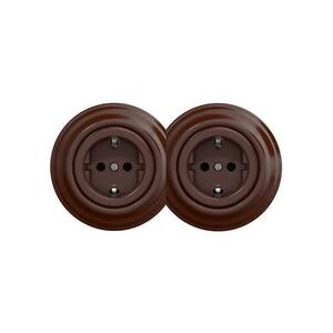 Reblig - Dupla retro háztartási SCHUKO konnektor kerettel 230V barna 2xRG0035+2xRG0109 kép