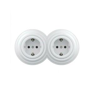 Reblig - Dupla retro háztartási dugalj kerettel SCHUKO 230 V hófehér 2xRG0152+2xRG0160 kép