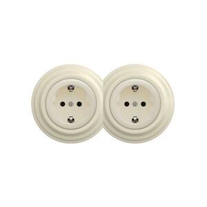 Reblig - Dupla retro fali konnektor kerettel SCHUKO 230V bézs 2xRG0135+2xRG0144 kép