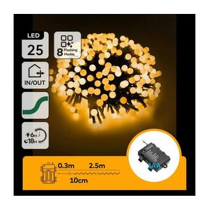 B.V. - LED kültéri karácsonyi fényfüzér 25xLED/8 funkciós 3xAA 2, 8m IP44 meleg fehér B10303K5G kép