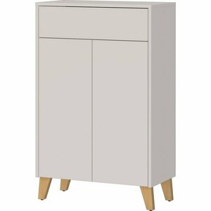 Krémszínű matt magas fürdőszoba szekrény 63x101 cm Arnea – Germania kép