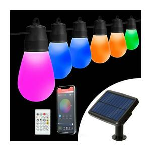 LED RGBIC napelemes fényfüzér 30xLED/1, 3W/3, 7V 2200 mAh 14, 37 m IP65 fekete + távirányító 11747 kép