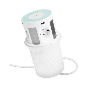Asztallapra szerelhető konnektoroszlop vezeték nélküli töltéssel 4x230V+2xUSB-A+2xUSB-C fehér 20434WH kép