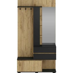 Előszoba bútor, 120 cm, arany tölgy / fekete - BEAUFRAIS - Butopêa kép