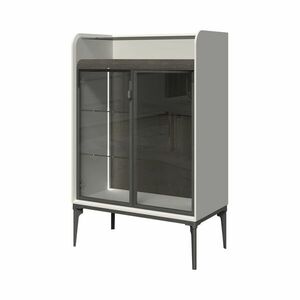 Vitrinszekrény, két ajtóval, fehér matt, 81 cm - PICADILLY - Butopêa kép