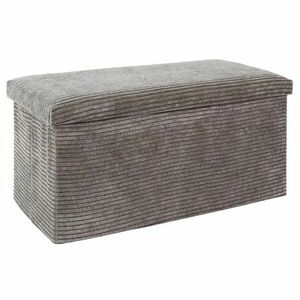 Összehajtható tárolós pad, kordbársony 76x38 cm, szürkés-barna - CHERANCE - Butopêa kép