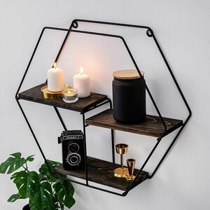 Hanah Home Wall Shelf Black Walnut Narcissus kép