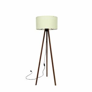 Tripod Állólámpa - Ekrü-Barna Fa - 140cm kép