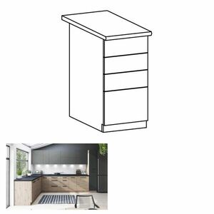 LANGEN barna mdf fiókos alsó konyhaszekrény 40cm kép