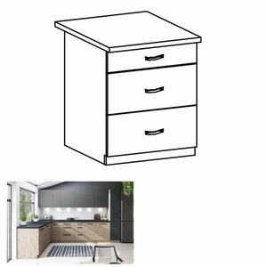 LANGEN B barna mdf fiókos alsó konyhaszekrény 60cm kép