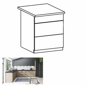 LANGEN barna mdf fiókos alsó konyhaszekrény 60cm kép