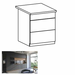 LANGEN szürke mdf fiókos alsó konyhaszekrény 60cm kép
